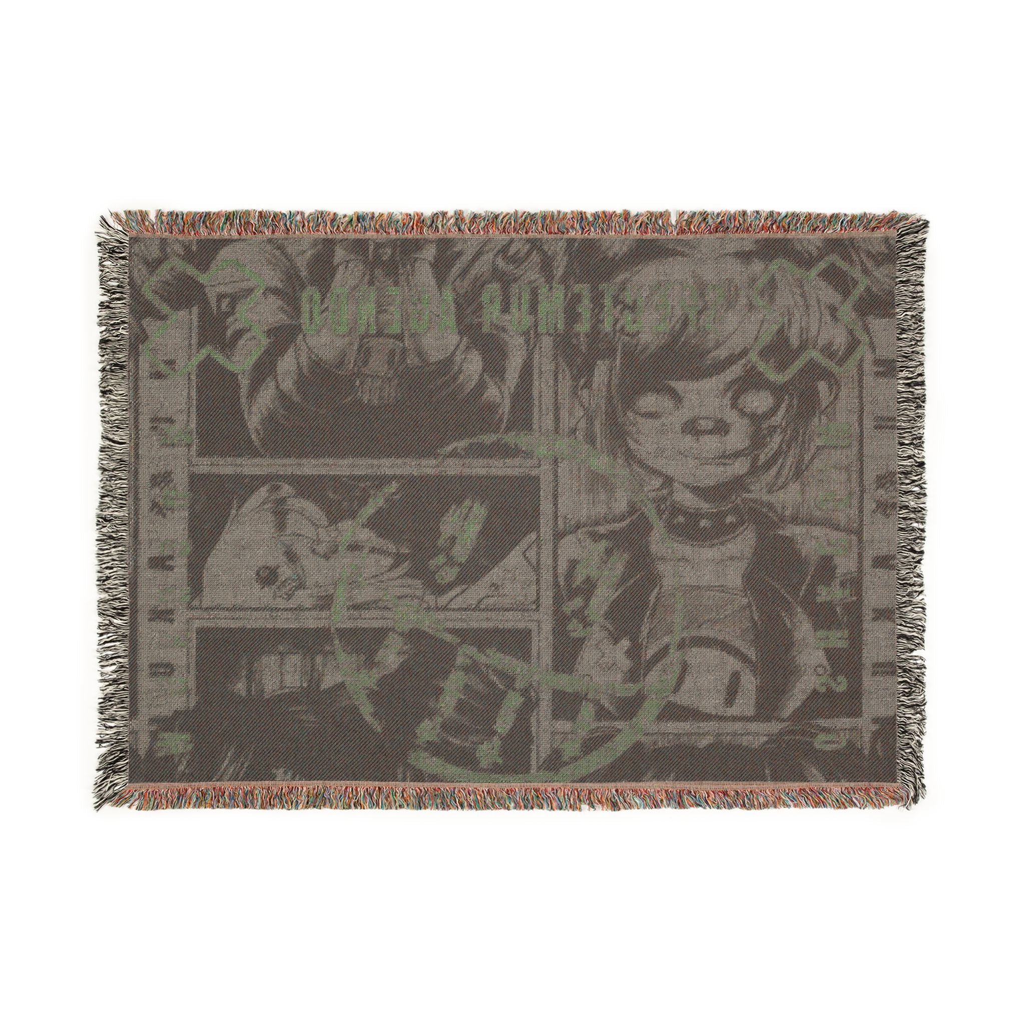 Retro Anime Comic Woven Blanket — Vintage Manga Panel Throw