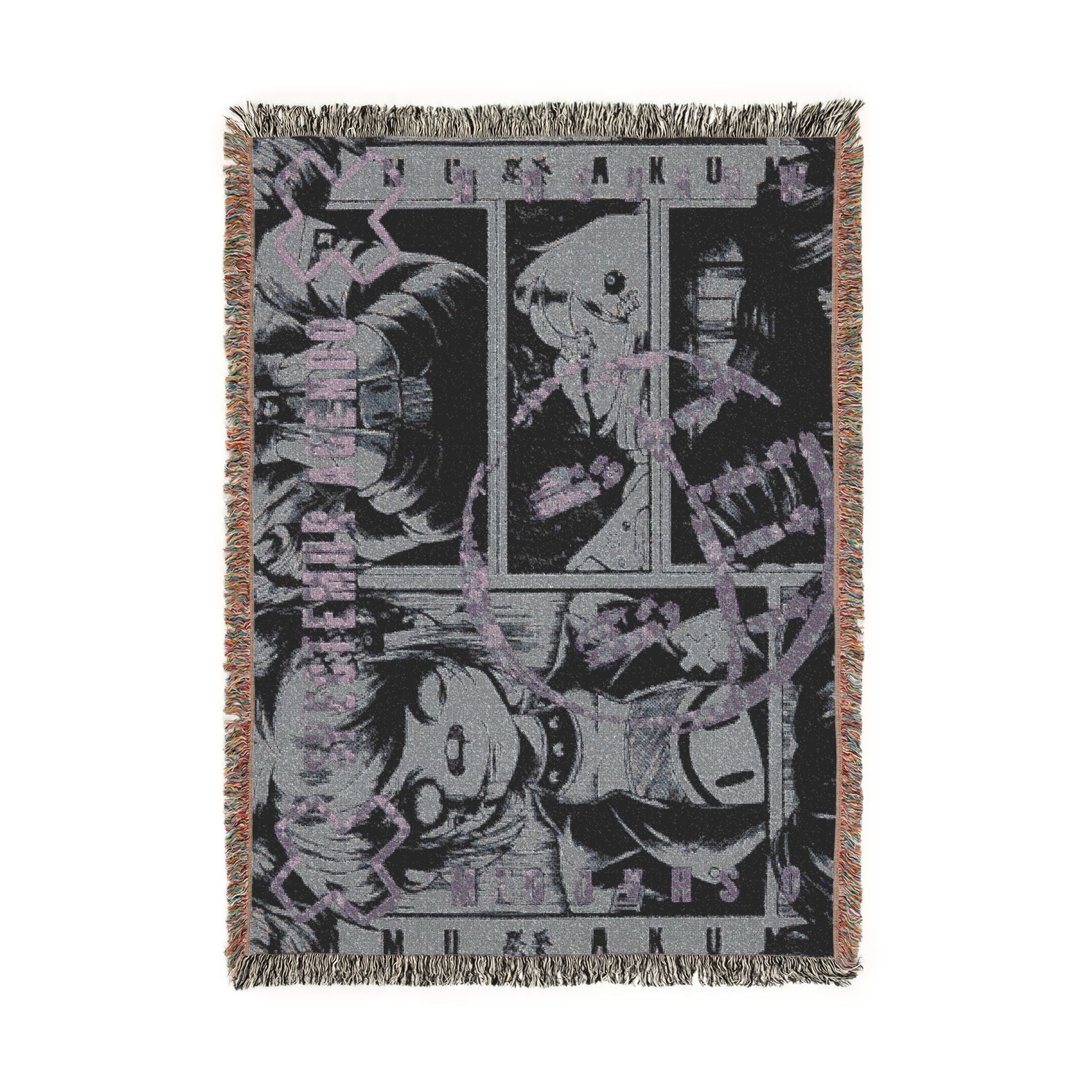Retro Anime Comic Woven Blanket — Vintage Manga Panel Throw