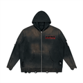 Redline Distressed Full Zip Sweater