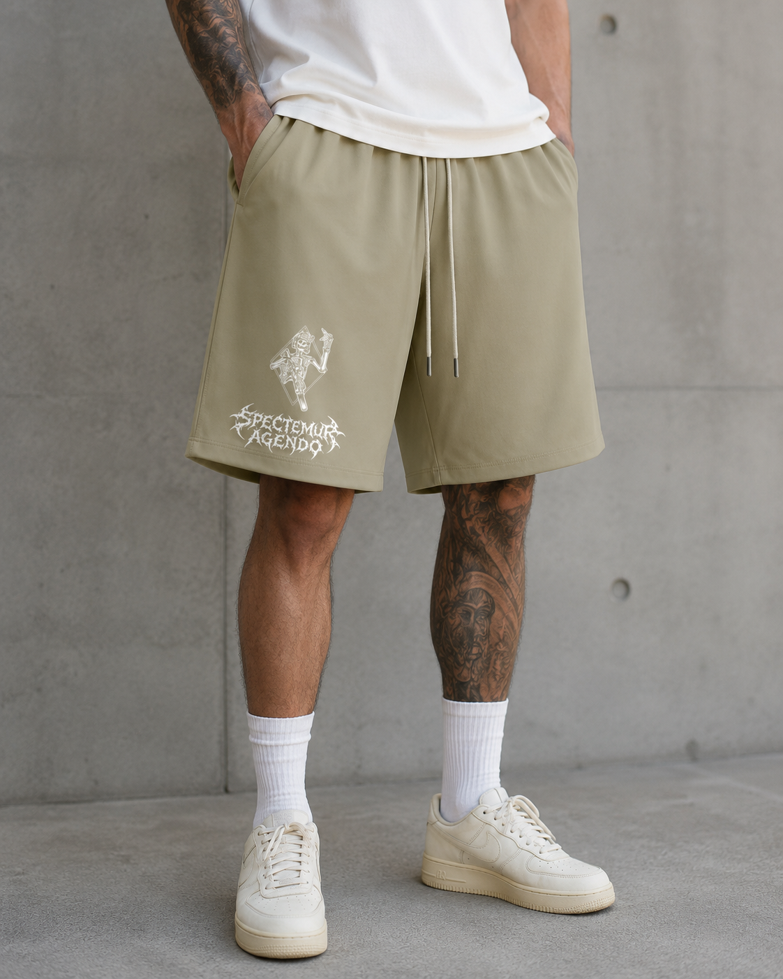 CONCRETE WARFARE Drawstring Shorts